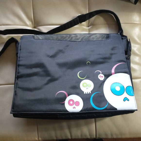 Skull dog carrier skull cat carrier skull pet carrier crossbody bag skulls moons - Picture 1 of 7